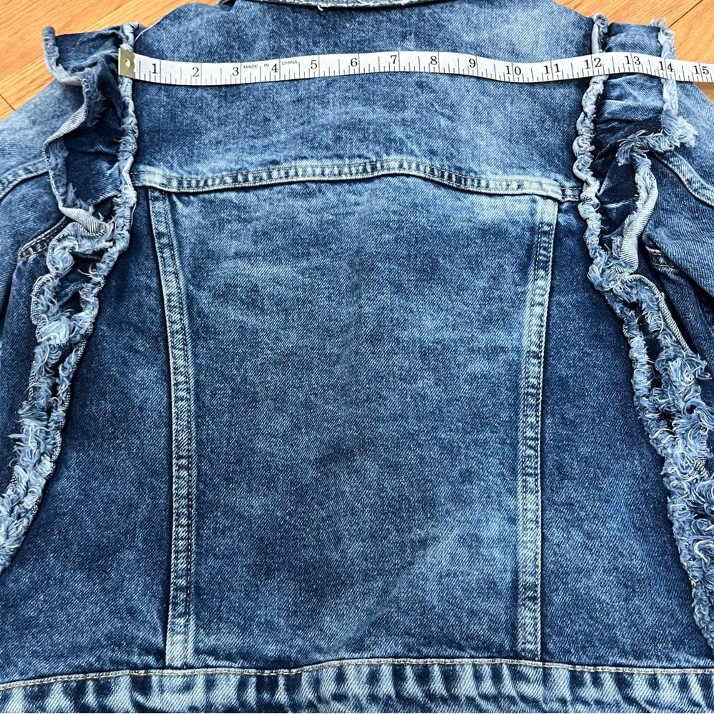 Zara Denim Ruffle Jean Jacket - Picture 12 of 14